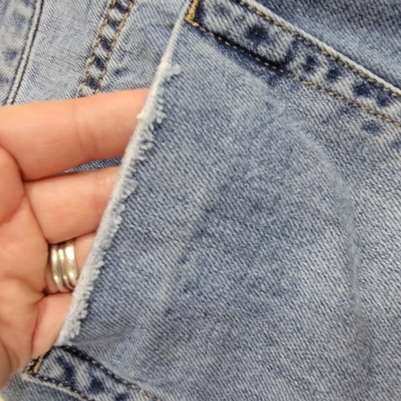 Vanilla Star Distressed Fringe High Low Hem Denim Mini Jeans Skirt Size 5 - Picture 10 of 16
